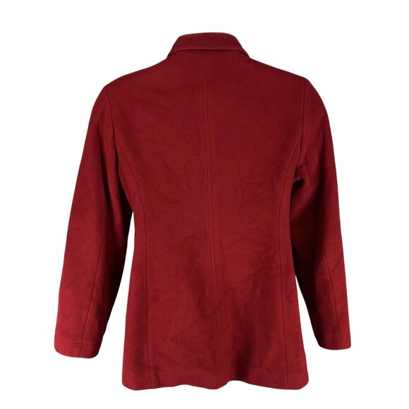 Calvin Klein Womens 12 Red Double Breasted Wool Cashmere Blend Peacoat Timeless - Picture 2 of 16